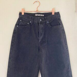 MOTHER Double Stack Hover High Waist Ankle Straight Leg Jeans US 26 Dark Black